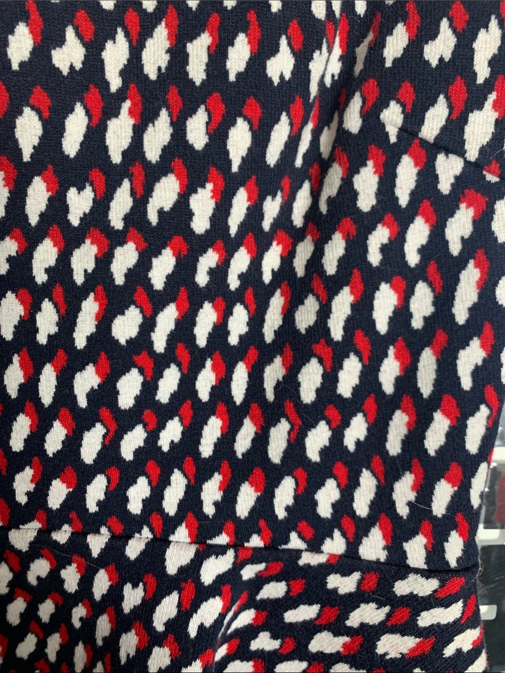 Eri + Ali Sleeveless Peplum Tank Top in Navy with Red & White Dot Pattern - Picture 3 of 4